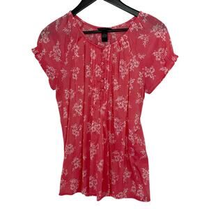 Bit & Bridle Floral Gauzy Blouse Women’s Large Puff Sleeve